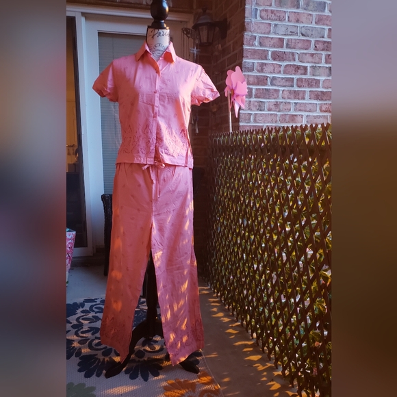 Victoria's Secret Light Coral Cotton Pajama/Lounge Set - Picture 1 of 4